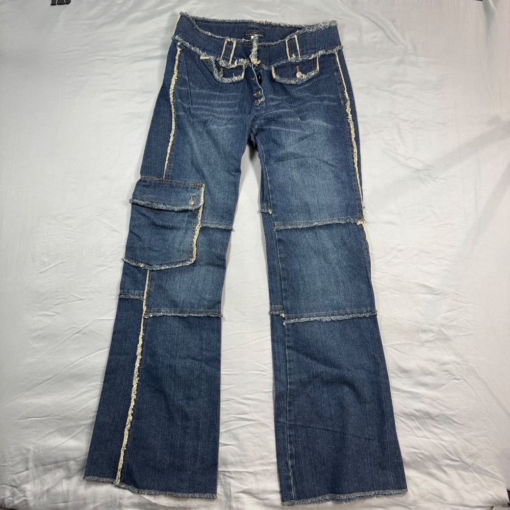 Anthropologie Dark Blue Patchwork Flare Jeans